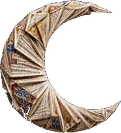 A folded-manuscript crescent moon, one of the conference's illuminated origami figures